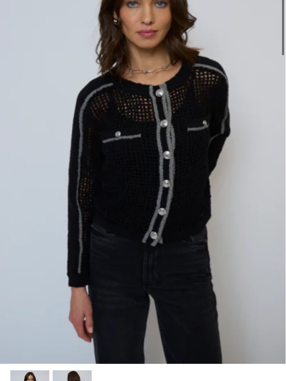 Central Park West Carla Mesh Stitch Cardigan